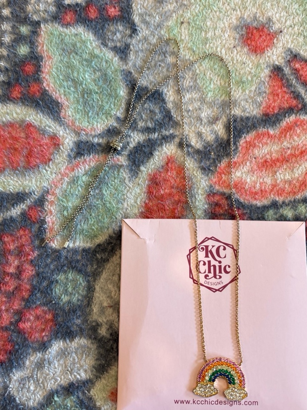 KC Chic Rainbow Pendant Necklace in Gold
